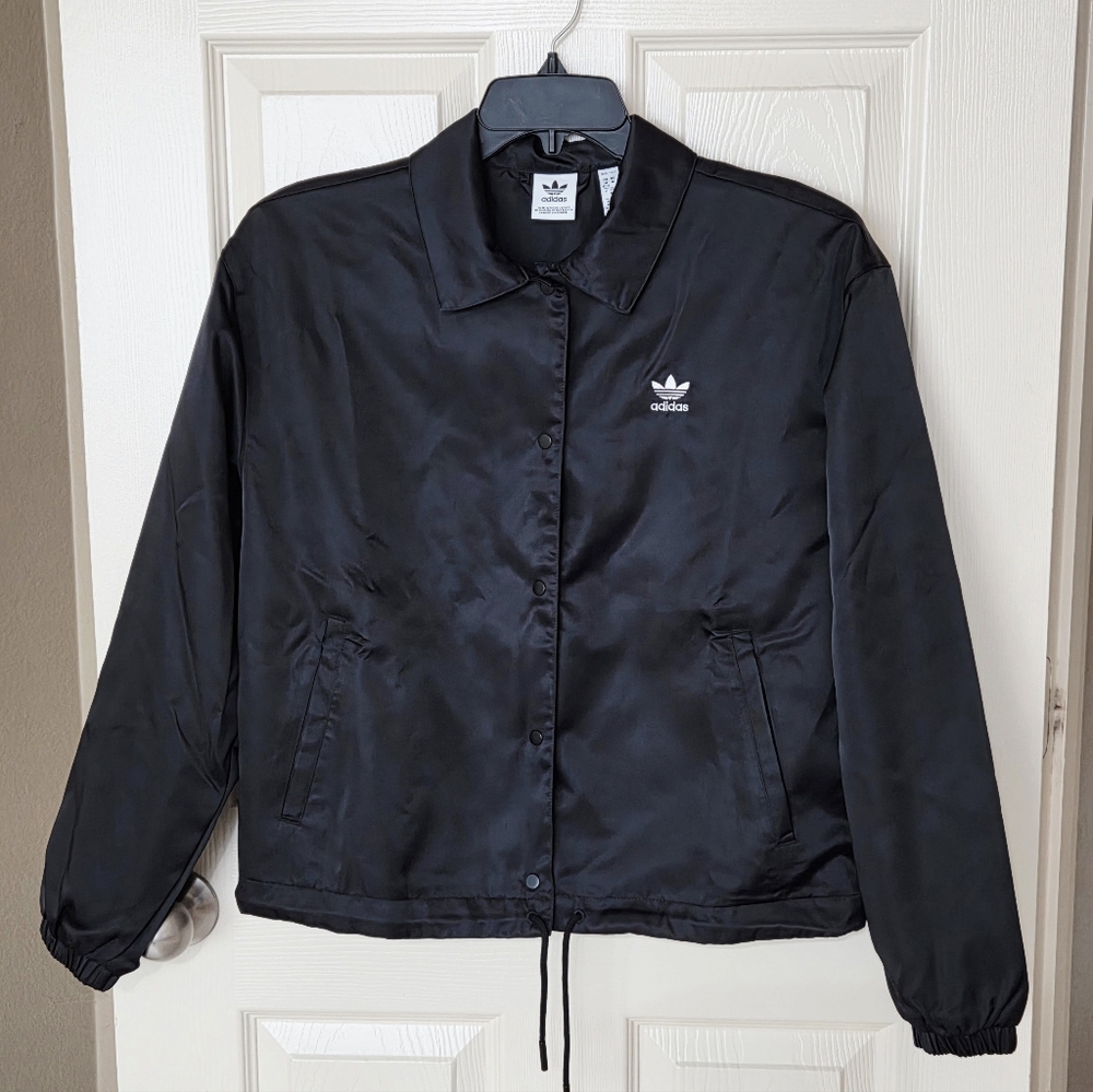 Adidas Women's Trefoil Black Coaches Jacket SZ M - Picture 4 of 7